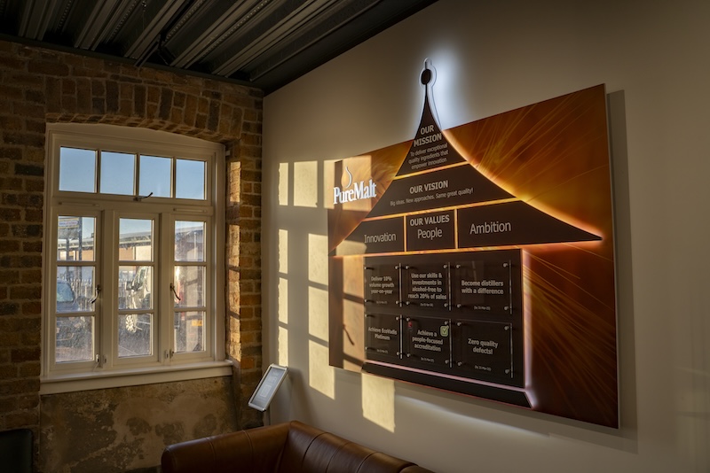 PureMalt Mission Board in reception